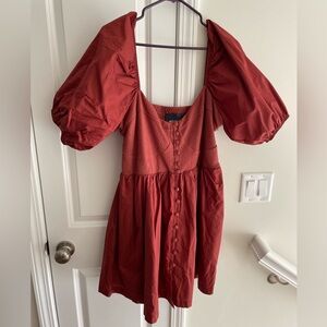 Anthropologie Puff-Sleeved Sweetheart Mini Dress